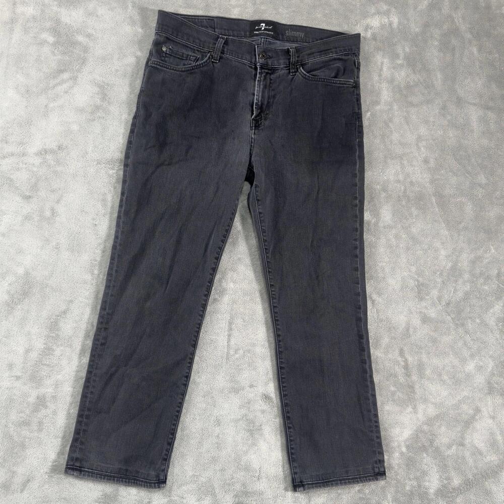 7 For All Mankind Jeans Mens 34x24 Slimmy Luxe Stretch Black Slim Straight
